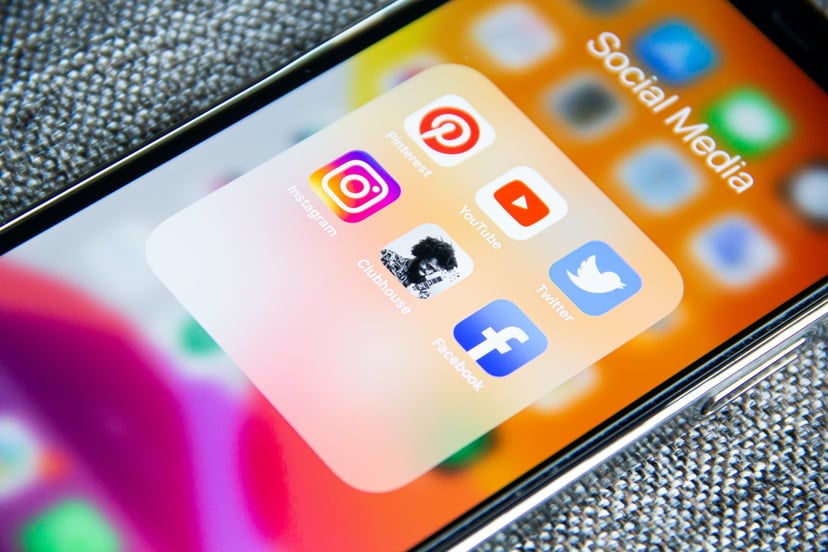 social media icons on a smartphone