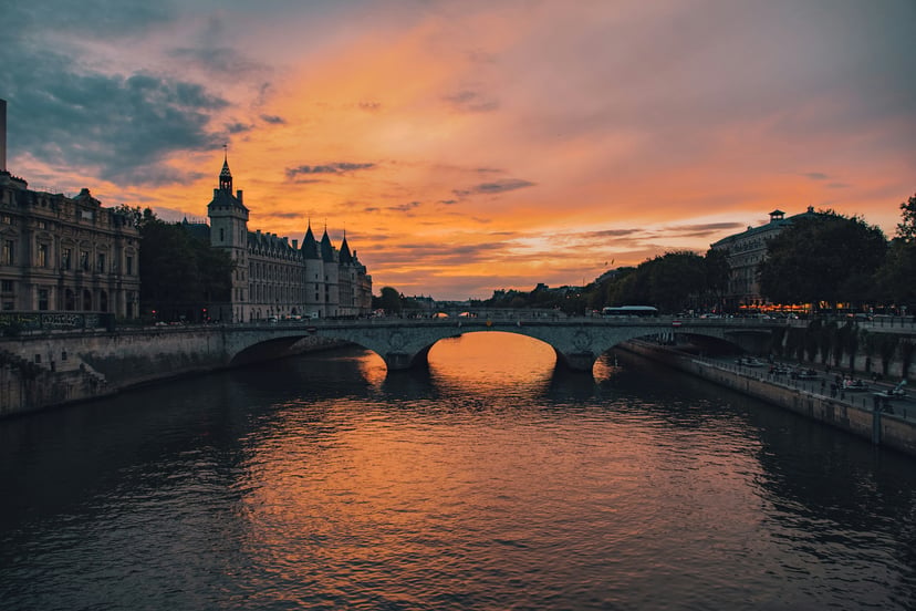 The River Seine in Paris at sundown