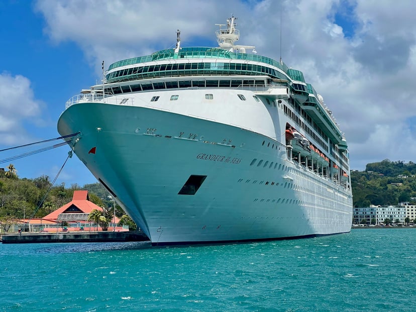 The Grandeur of the Seas cruise ship moored in port