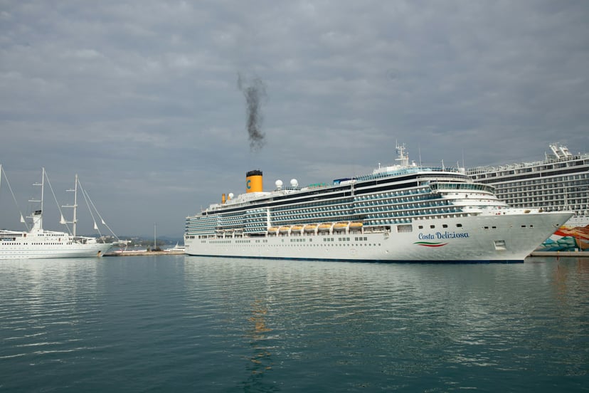 The Costa Deliziosa cruise ship in a port