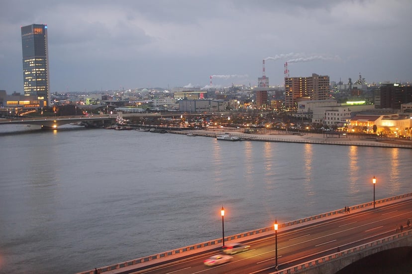 Niigata Port at dusk