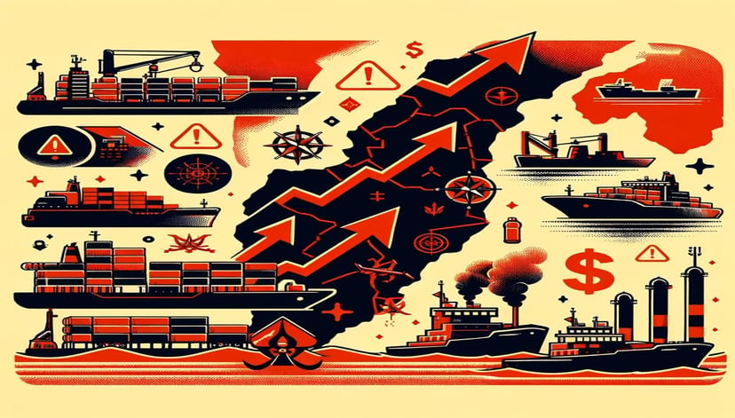 Illustration showing disruptions in the Red Sea region