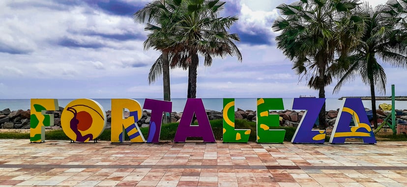 Colorful Fortaleza sign by the ocean