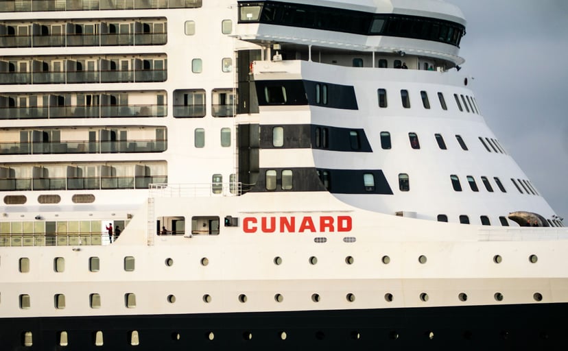 Close up of a Cunard cruise lier