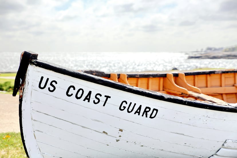 An old wooden U.S. coast guard boat
