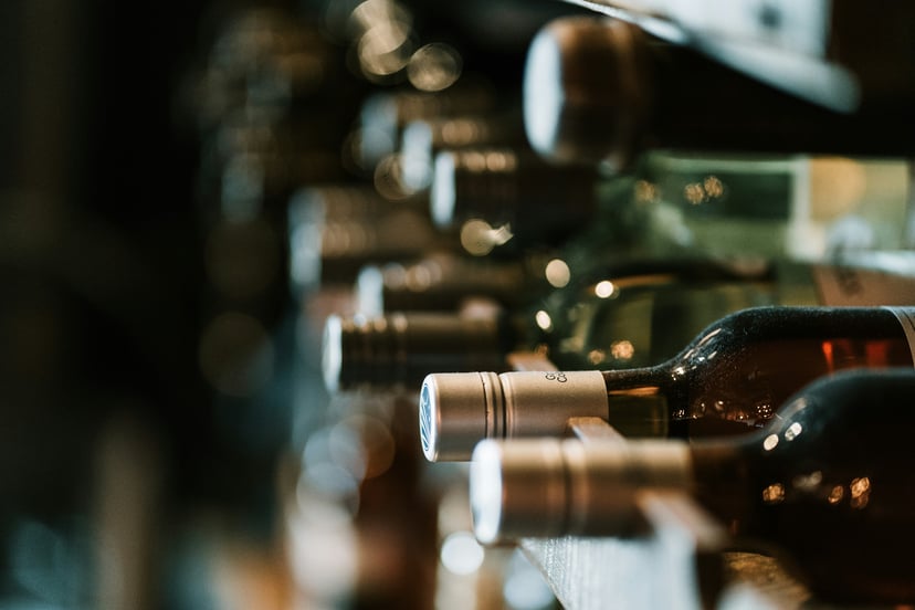 Bottles of wine in a wine rack