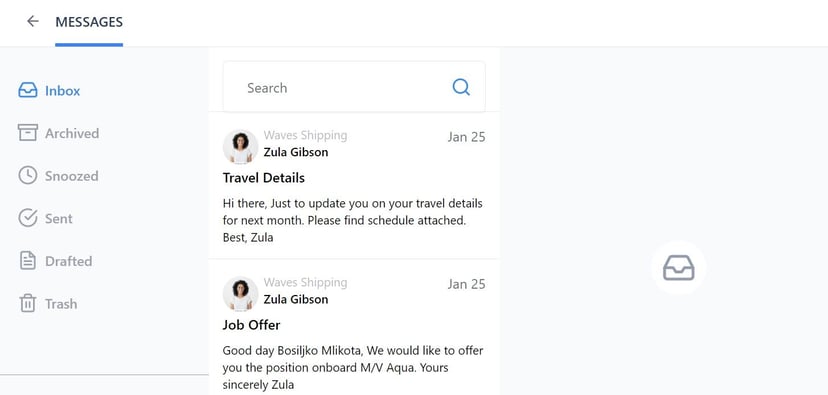 Screenshot of Martide's maritime jobs board and seafarer online resume software