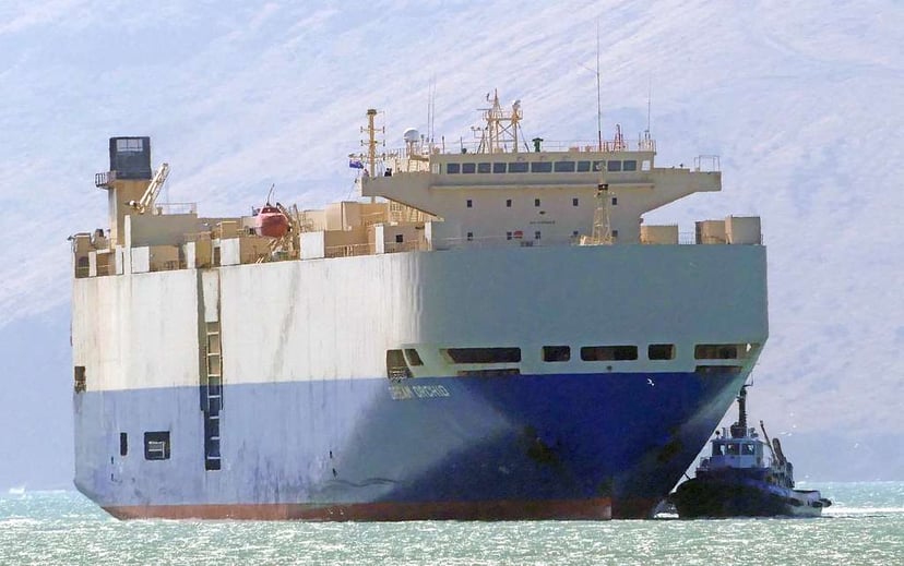 A car carrier vessel at sea