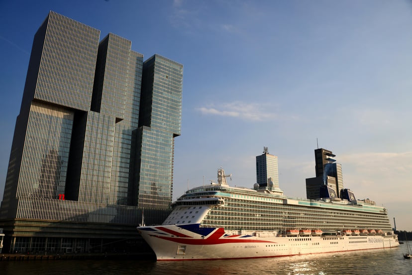 The P&O cruise ship Britannia in a port