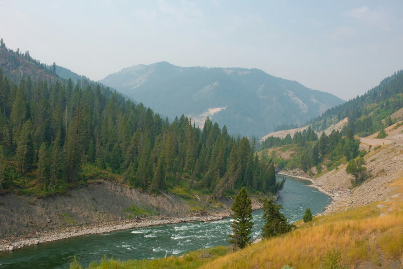 The Snake River winding its way through Oregon 