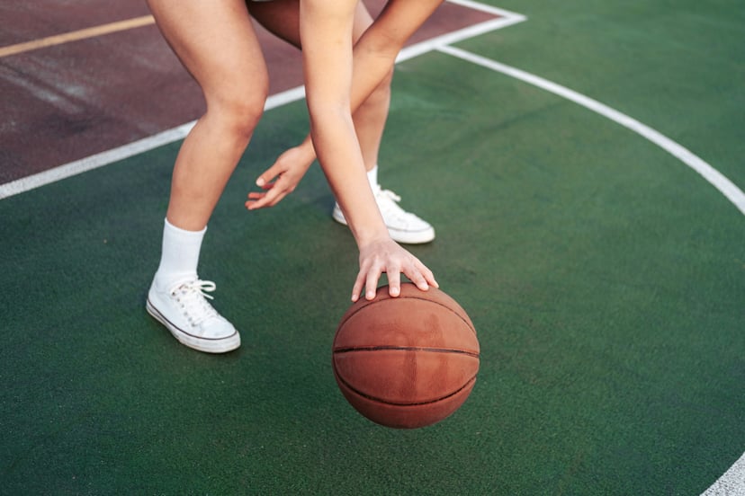 A person playing basketball 