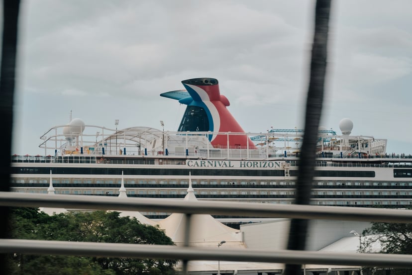 The Carnival Horizon cruise ship at a port