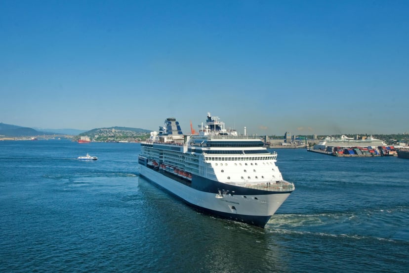 The Celebrity Millennium cruise sip sailing out of a port