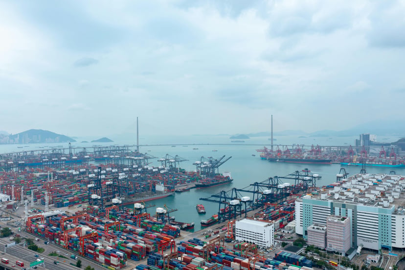 Hong Kong container terminal as seen from the air