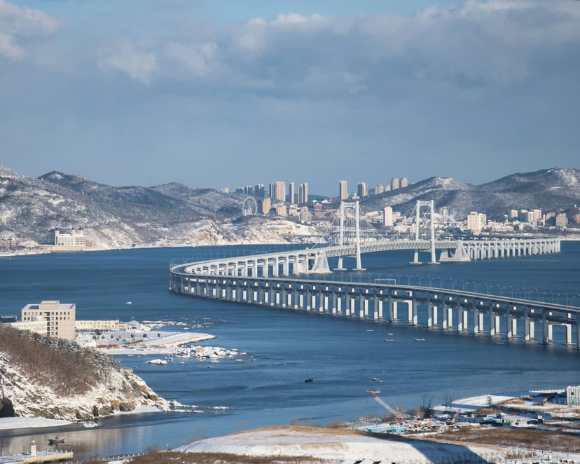 The Xinghai Bay bridge in Dalian, China.