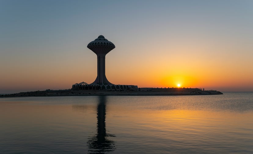 The Saudi Arabian coastline at sundown