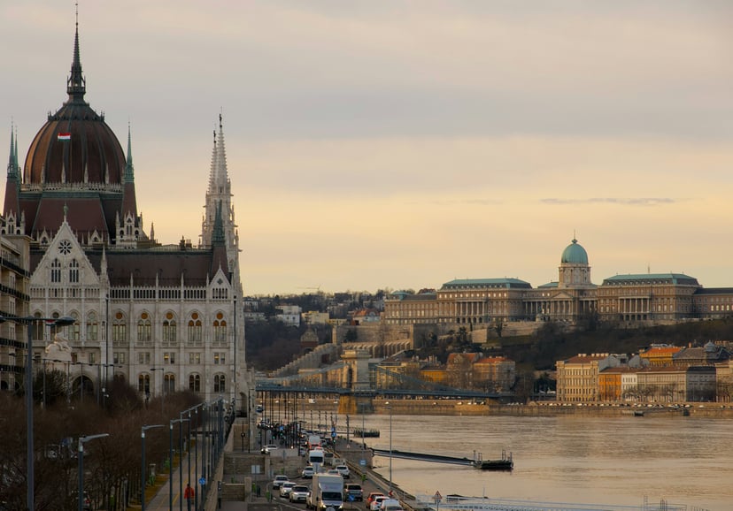 The Danube River flowing through Budapest