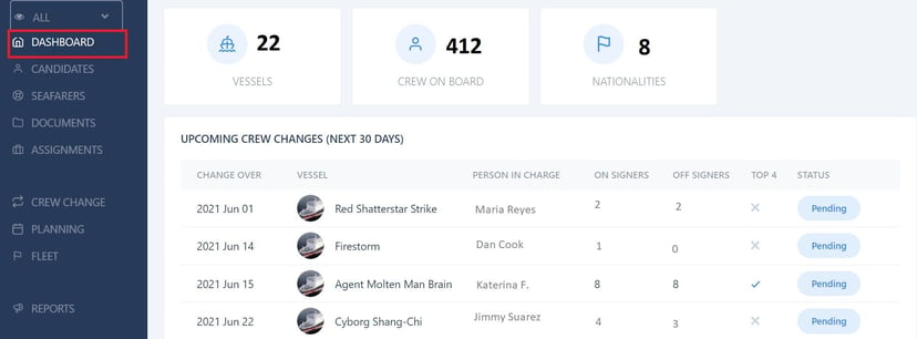Screenshot of Martide's maritime recruitment and maritime crew management system software