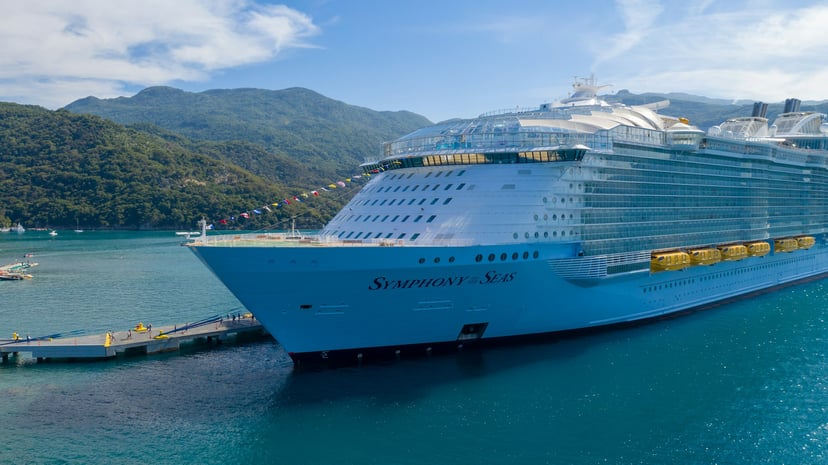 The Symphony of the Seas cruise ship at a dock