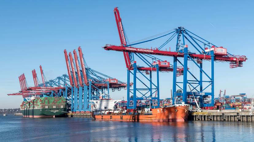 Cranes at the Port of Hamburg, germany