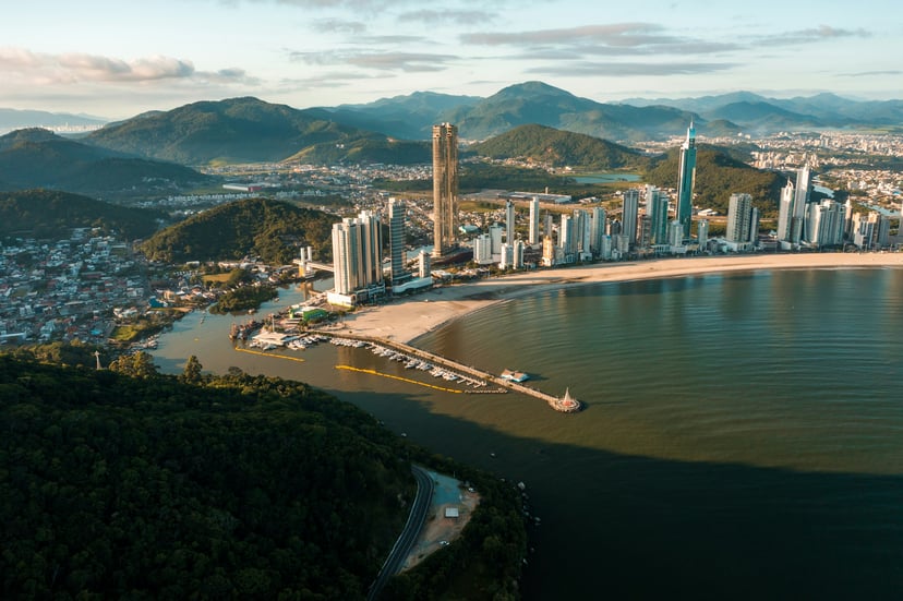 The city and port of Balneário Camboriú, Brazil