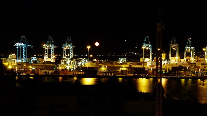 The Port of Algeciras, Gilbralta, Spain at night