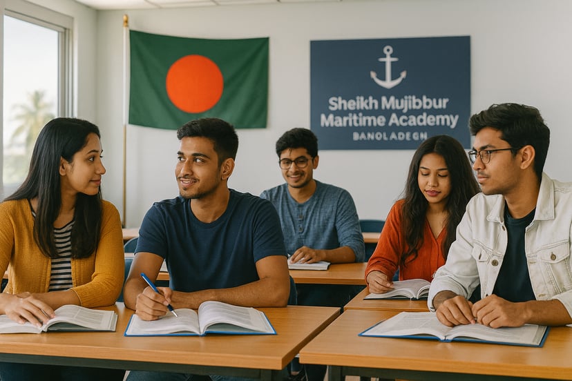 students studying in a maritime university in Bangladesh