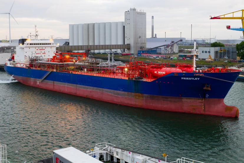 an LPG carrier in a port