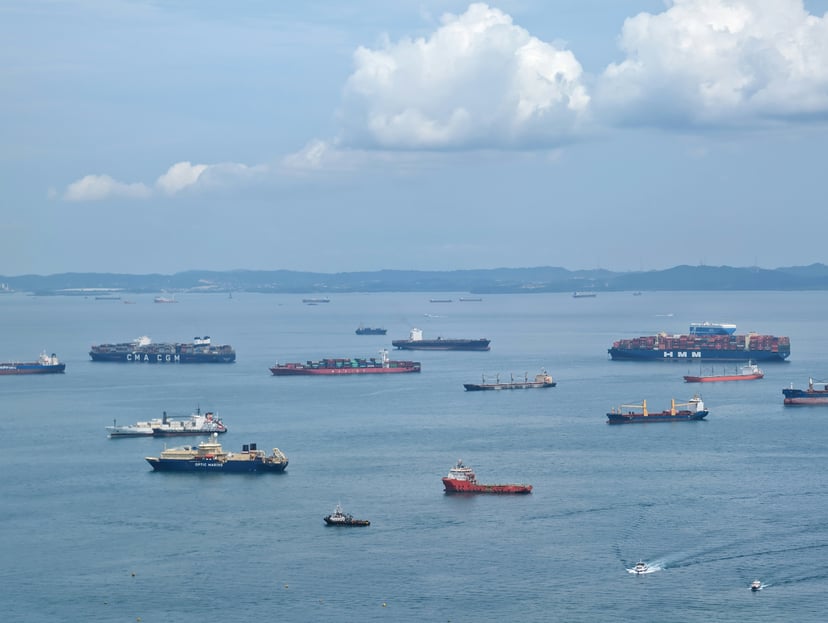 Ships and smaller vessels in the Singapore Strait