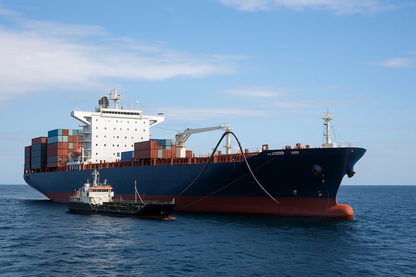 two ships involved in STS ship to ship bunkering ops