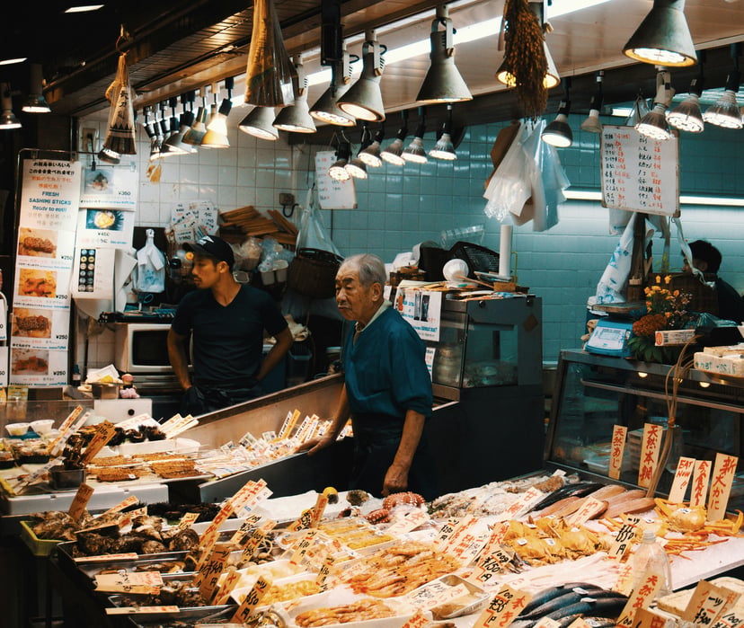 A fresh fish market in Japan