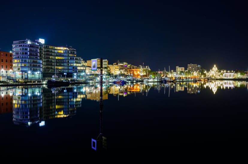 Victoria Harbor, Canada at night
