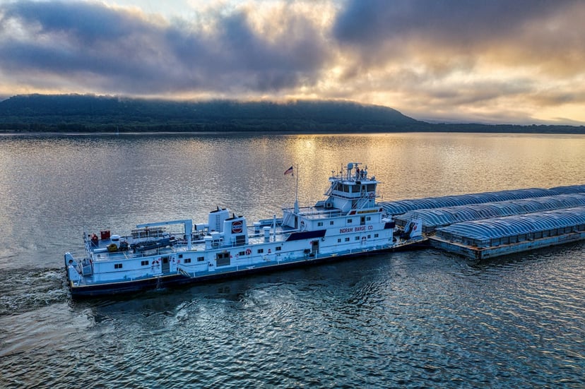 a towboat pushing barges