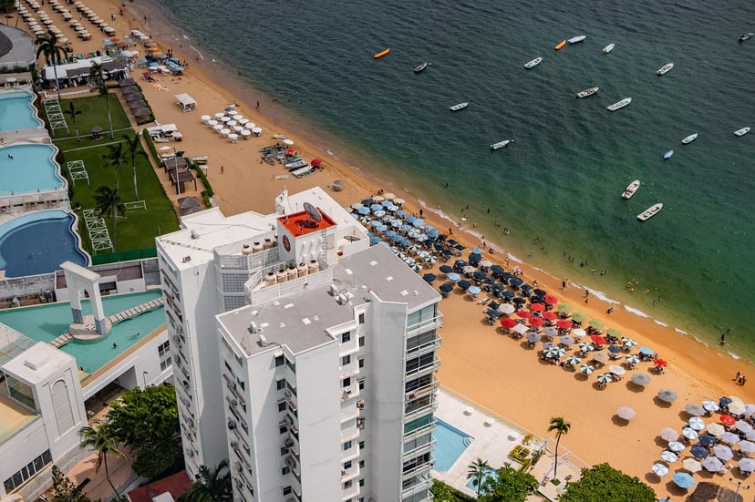 An aerial view of the beach at Acapulco, Mexico