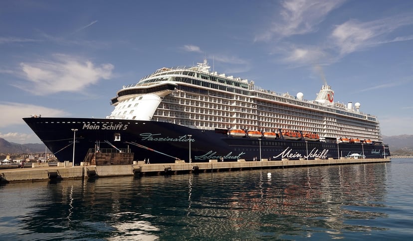Tui's cruise ship, the Mein Schiff 5 moored at a dock