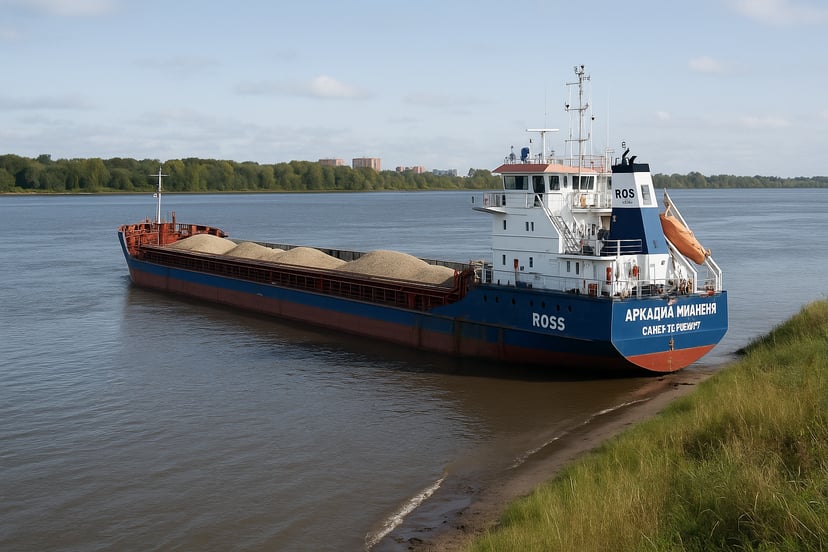 A aggregates carrier ship run aground