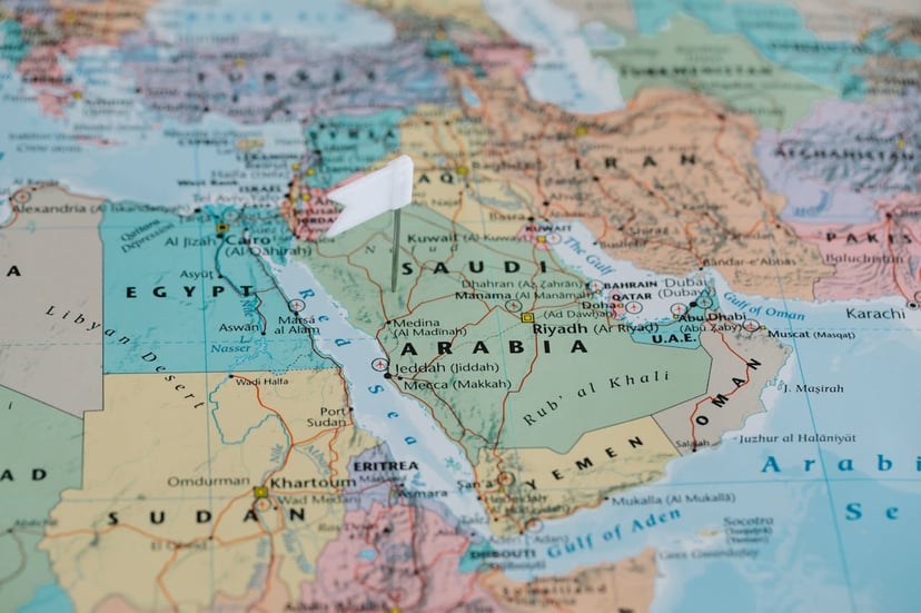 Saudi Arabia on a map
