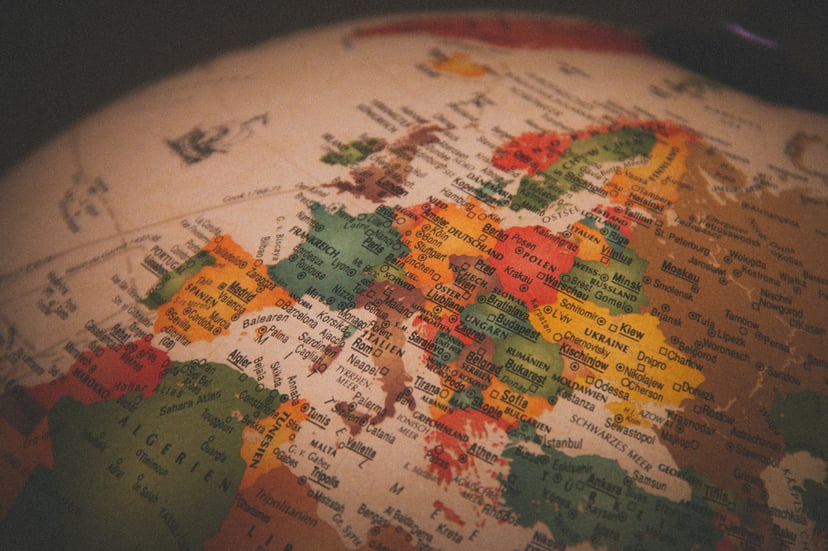 European countries on a globe