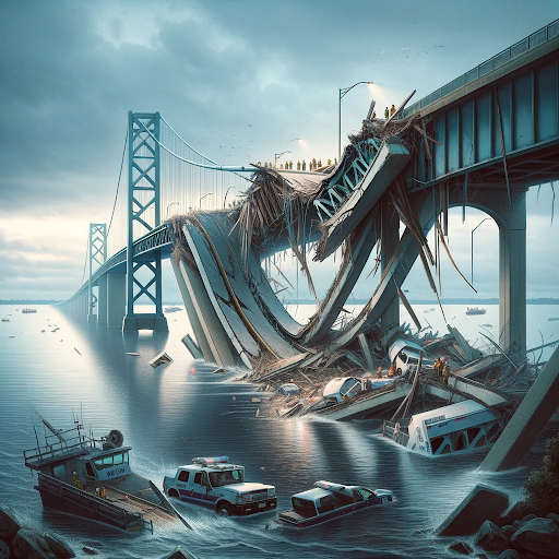 The Francis Scott Key Bridge in Baltimore after the crash
