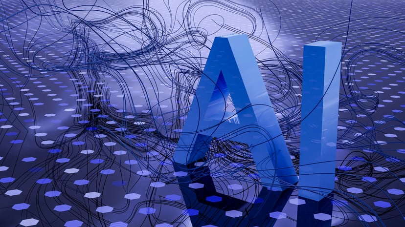 The letters AI on a techy looking background