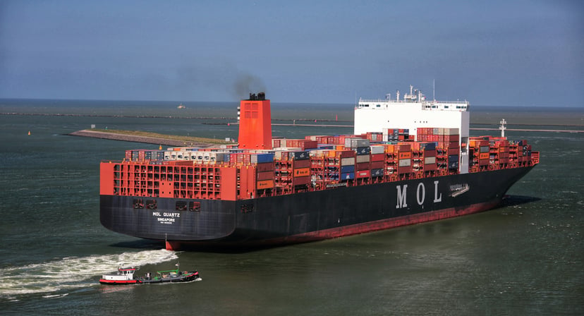 a MOL line container ship at sea