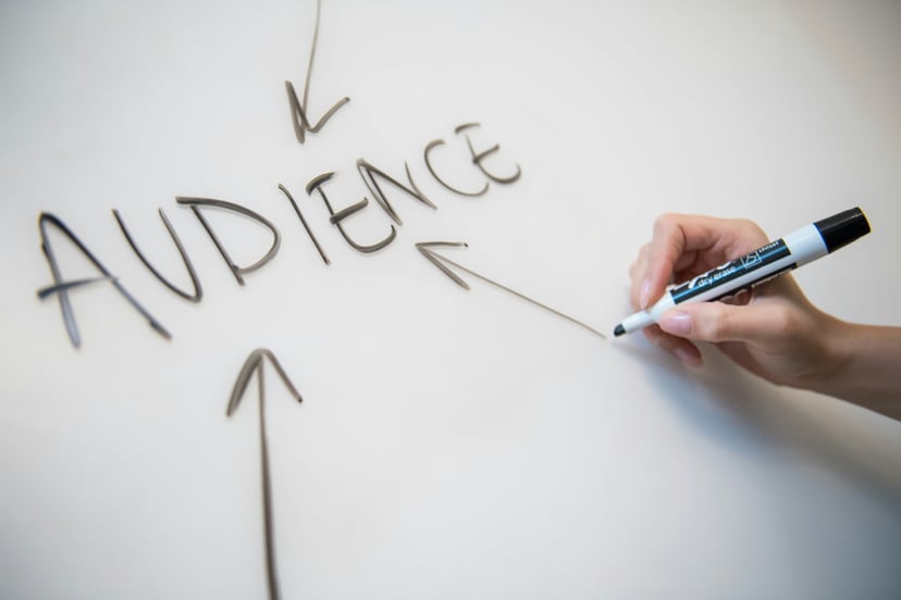 the word 'audience' written on a whiteboard