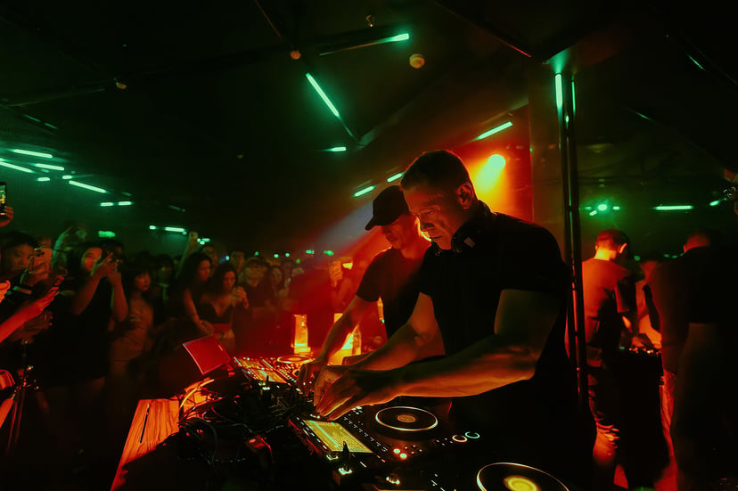 British DJ Pete Tong playing records at a club night