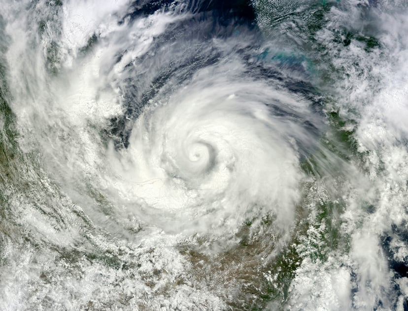 A typhoon as seen from above