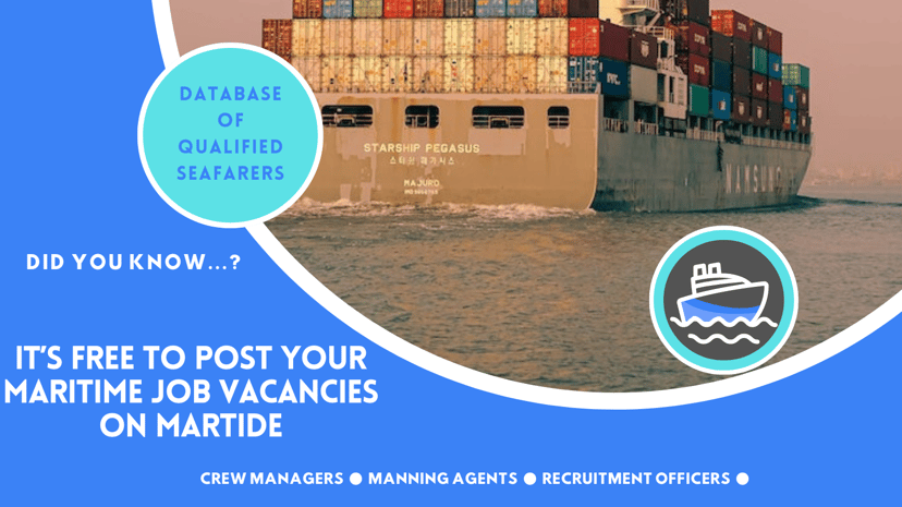 An advert for Martide's maritime recruitment and maritime crew management system software