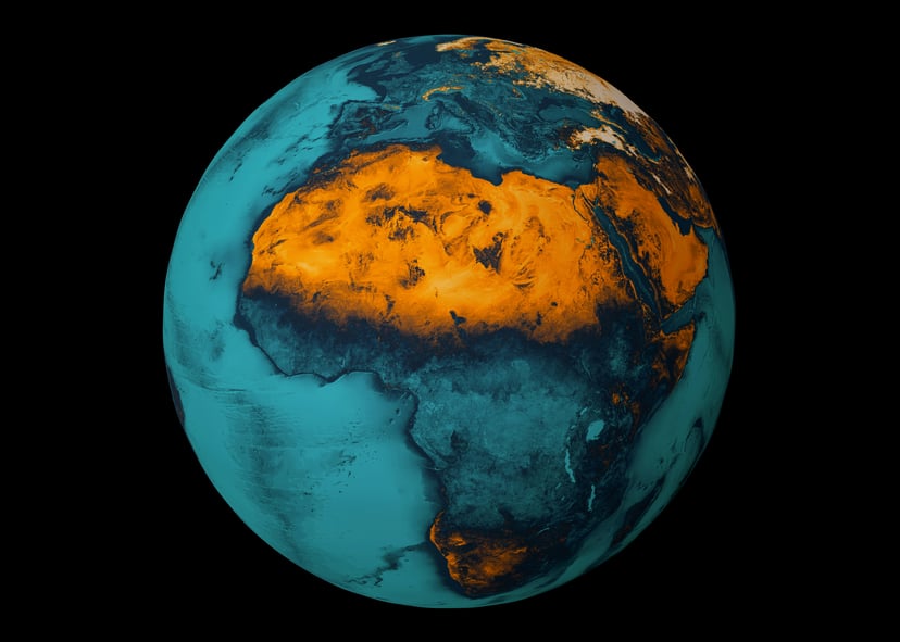 A globe showing the continent of Africa
