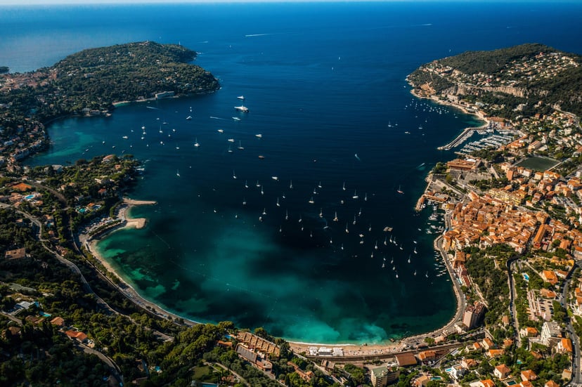 Villefranche-sur-Mer harbor as seen from above