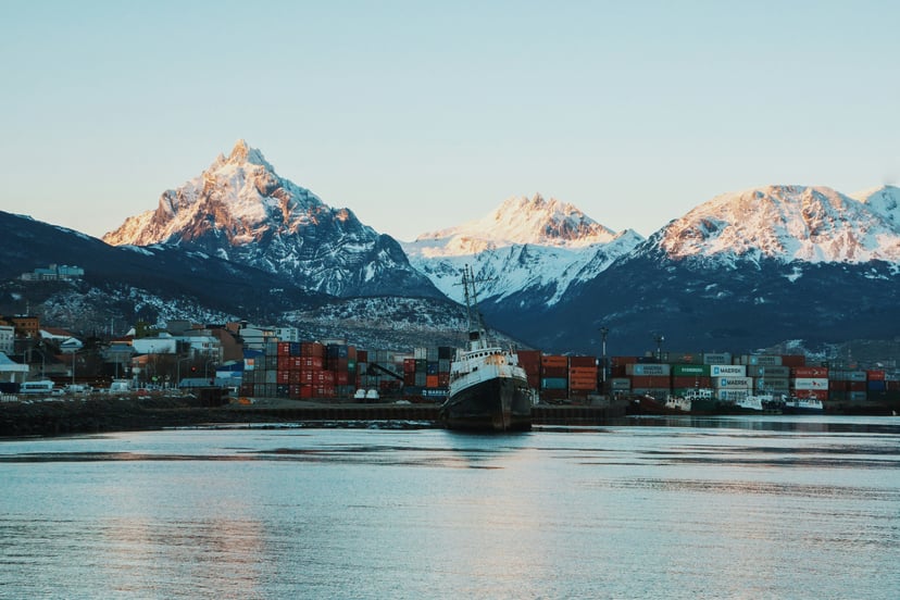 A ship in the port of Ushuaia, Argentina 