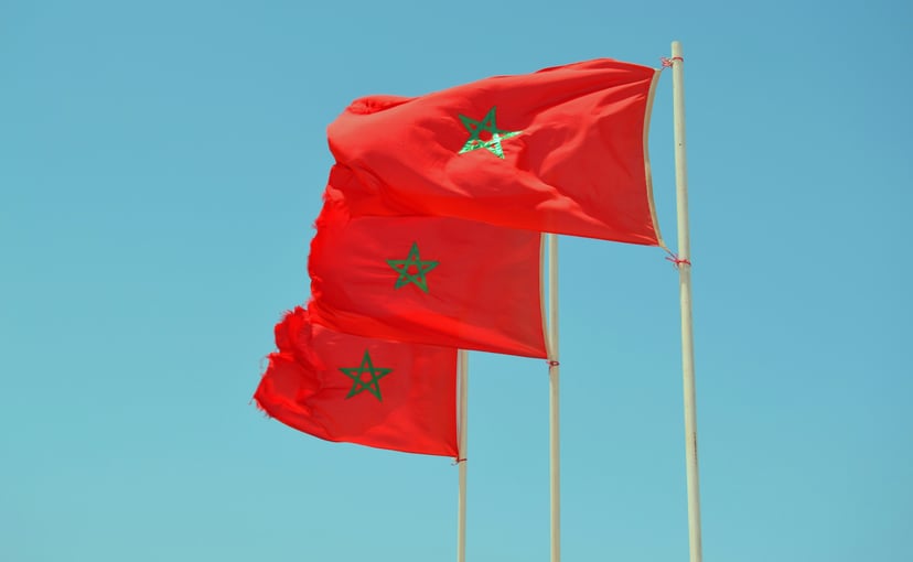 Three Moroccan flags at mast