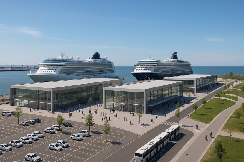 Two cruise ships docked at Le Havre's new cruise terminals 
